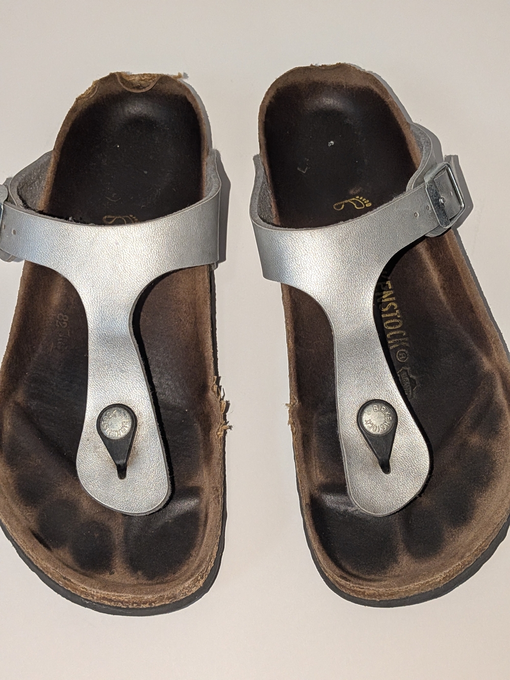 Birkenstock Silver Metallic Toe-Post Sandals